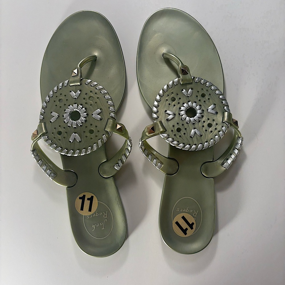 NEW Jack Rogers Green Georgica Jelly Rubber Sandals Size 11